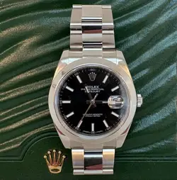 ROLEX DATEJUST 126300 BLACK STICK OYSTER BRACELET WITH SILVER BEZEL 41 MM