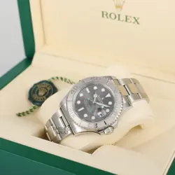 Rolex Yacht-Master 40mm 116622 Rhodium Slate Dial Platinum Bezel Steel Watch-B&P