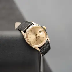 ROLEX OYSTER PERPETUAL DATE 14K YELLOW GOLD WATCH 1503 CIRCA 1973