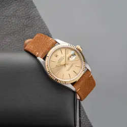 ROLEX 16233 CHAMPAGNE TAPESTRY DIAL HEAD ONLY ON STRAP 1994 YEAR