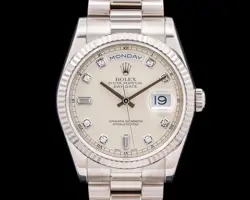 ROLEX DAY-DATE PRESIDENT DIAMOND 18K WHITE GOLD CREAM DIAL