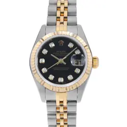 ROLEX DATEJUST 10P DIAMOND 79173G BLACK K NUMBER SECOND HAND WOMEN