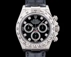 ROLEX COSMOGRAPH DAYTONA 18K WHITE GOLD DIAMONDS BLACK DIAL