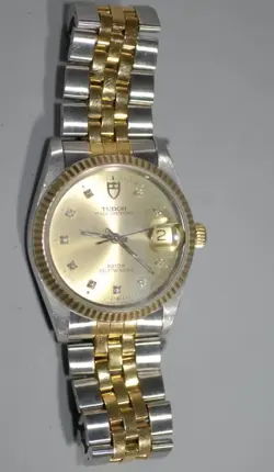 Rolex Tudor Prince OysterDate Solid Gold Bezel w Diamond Dial 74033 - Nice Ex++!