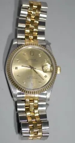 Rolex Tudor Prince OysterDate Solid Gold Bezel w Diamond Dial 74033 - Nice Ex++!