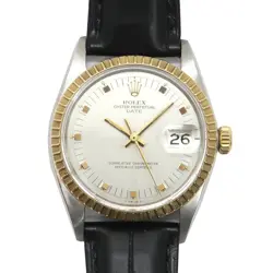 ROLEX OYSTER PERPETUAL DATE 1505 YELLOW GOLD SILVER DIAL WATCH VINTAGE MEN'S