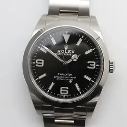 MINT ROLEX 214270 EXPLORER I 39MM STEEL BLACK DIAL SMOOTH BEZEL WATCH