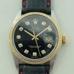 ROLEX OYSTER 16013 DATEJUST 36MM 18K SS MENS DIAMOND DIAL AUTOMATIC 1980S RA549B