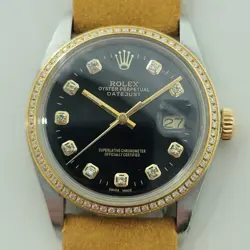 ROLEX OYSTER 16013 DATEJUST 36MM 18K SS MENS DIAMOND SET AUTOMATIC 1980S RA548B