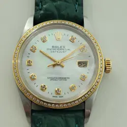 ROLEX 16013 DATEJUST 36MM 18K SS MENS DIAMOND MOP DIAL AUTOMATIC 1980S RA552B