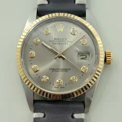 ROLEX OYSTER 16013 DATEJUST 36MM 18K SS MENS DIAMOND DIAL AUTOMATIC 1980S RA551B