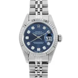 ROLEX DATEJUST 10P DIAMOND 69174G BLUE W NUMBER SECOND HAND WOMEN
