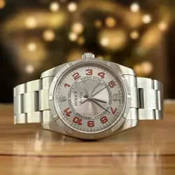 ROLEX AIR KING 34MM STEEL CONCENTRIC SILVER DIAL AUTOMATIC WATCH