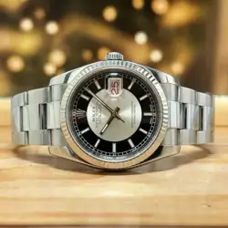 ROLEX DATEJUST 36 STEEL RARE TUXEDO INDEX DIAL
