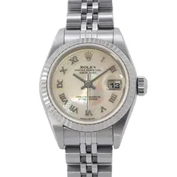 ROLEX DATEJUST 26MM STAINLESS STEEL 18K WHITE GOLD PINK SHELL DIAL 79174NRD