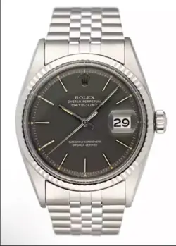 ROLEX DATEJUST 1601 GRAY DIAL STAINLESS STEEL MENS WATCH