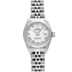 USED ROLEX DATEJUST 69174 WHITE CASE SIZE 26×26MM LADIES WATCH #674816