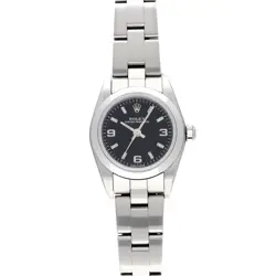 USED ROLEX Oyster Perpetual 76080 Black Case Size 24×24mm Ladies Watch #62916