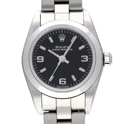 USED ROLEX Oyster Perpetual 76080 Black Case Size 24×24mm Ladies Watch #62916