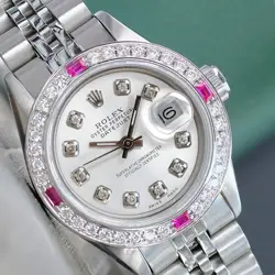 SILVER DIAL DIAMOND-RUBY