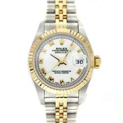 USED ROLEX DATEJUST 69173 WHITE CASE SIZE 26MM LADIES WATCH #676016