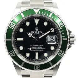 USED ROLEX SUBMARINER DATE/GREEN SUB 16610LV BLACK MEN'S WATCH #632016