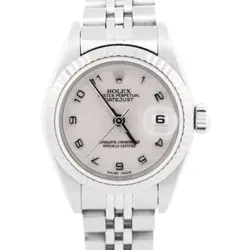 ROLEX DATEJUST WHITE JUBILEE ANNIVERSARY STAINLESS 18K GOLD FLUTED 79174 WATCH