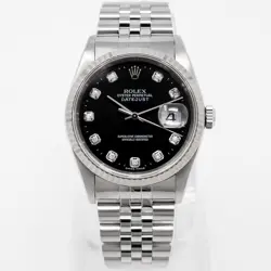 ROLEX DATEJUST 36 16234 STEEL & WHITE GOLD WATCH - BLACK DIAMOND, JUBILEE - P...