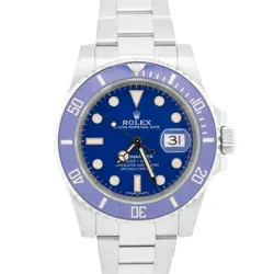 MINT 2018 PAPERS ROLEX SUBMARINER 40MM WHITE GOLD SMURF BLUE CERAMIC 116619 BOX