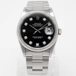 ROLEX DATEJUST 36 16234 STEEL & GOLD WATCH - BLACK DIAMOND, JUBILEE - PRE-OWNED
