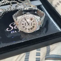 TWO TONE ICED OUT ROLEX WATCH