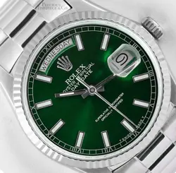 ROLEX DAY-DATE 36MM PRESIDENTIAL 18239 18K WHITE GOLD - GREEN STICK DIAL