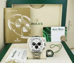 ROLEX 40MM STAINLESS STEEL DAYTONA WHITE PANDA DIAL FAT BUCKLE 116520 SANT BLANC