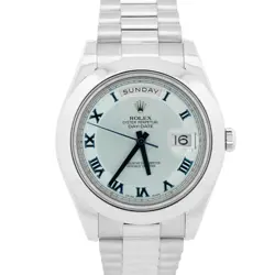 ROLEX DAY-DATE PRESIDENTIAL 41MM PLATINUM CONCENTRIC BLUE GLACIER 218206 BOX