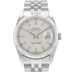 ROLEX DATEJUST 36 16234 SILVER INDEX STEEL WHITE GOLD  JUBILEE MENS WATCH 2000