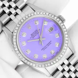 ROLEX DATEJUST 36 STAINLESS STEEL JUBILEE DIAMOND WATCH WITH PURPLE DIAMOND DIAL