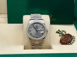 ROLEX PRESIDENT DAY DATE 118239 SILVER ROMAN DIAL 18K WHITE GOLD BOX BOOKLET