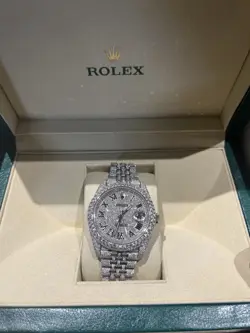ROLEX DATE JUST 41MM S. STEEL FULL CUSTOM DIAMOND HONEYCOMB SET, DIAMOND SET