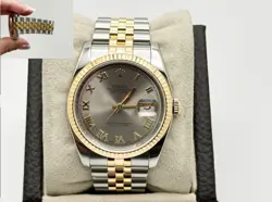 ROLEX DATEJUST 116233 SILVER ROMAN DIAL 18K YELLOW GOLD STAINLESS STEEL JUBILEE