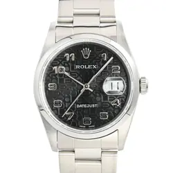 ROLEX DATEJUST MEN'S WATCH MODEL 16200 BLACK JUBILEE NUMBER STAINLESS STEEL