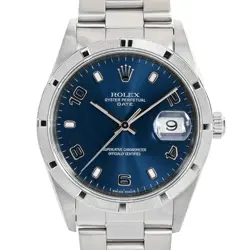 ROLEX OYSTER PERPETUAL DATE MEN'S 15210 K SERIES BLUE NUMBER STAINLESS STEEL