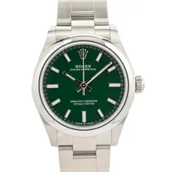 ROLEX OYSTER PERPETUAL 31 LADIES WATCH GREEN STAINLESS STEEL