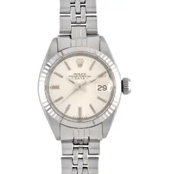 ROLEX DATEJUST LADIES WATCH 6917 AUTOMATIC SILVER DIAL FLUTED BEZEL PRE-OWNED