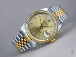 ROLEX DATEJUST GENTS 36MM FACTORY DIAMOND DIAL VINTAGE WRIST WATCH