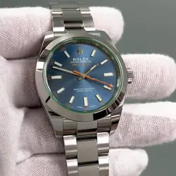 Rolex Milgauss 116400GV Blue Dial Green Crystal Stainless Steel 40mm Box Papers