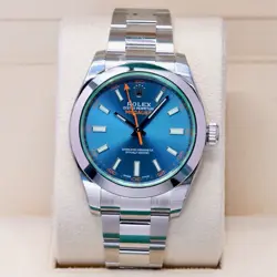 ROLEX MILGAUSS 116400GV OLD NEW STOCK 2021 BLUE DIAL GREEN CRYSTAL 40MM