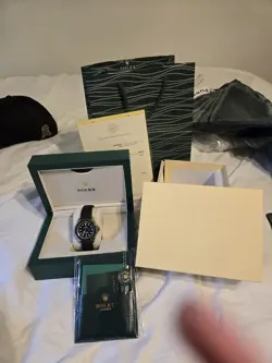 PRE-OWNED ROLEX BLACK LEATHER BAND WATCH
