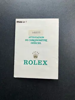 ROLEX DATEJUST 16233 GARANTIE E-SERIAL 1990-1991 WARRANTY