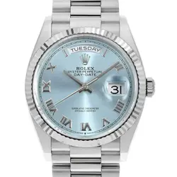 ROLEX DAY-DATE 36 128236 ICE BLUE ROME RANDOM NUMBER SECOND HAND MENS