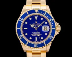 ROLEX 16618 SUBMARINER 18K YELLOW GOLD BLUE DIAL